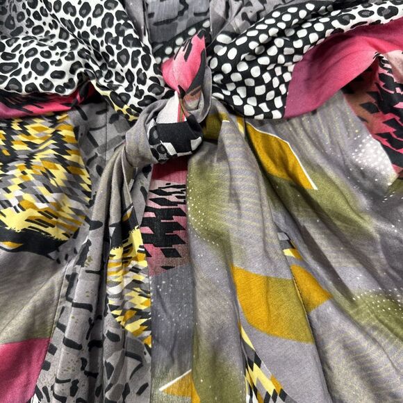 Mishca Boho Front‎ Tie Patchwork Animal Blouse Womens S - Artsy Retro Boho - Picture 7 of 7